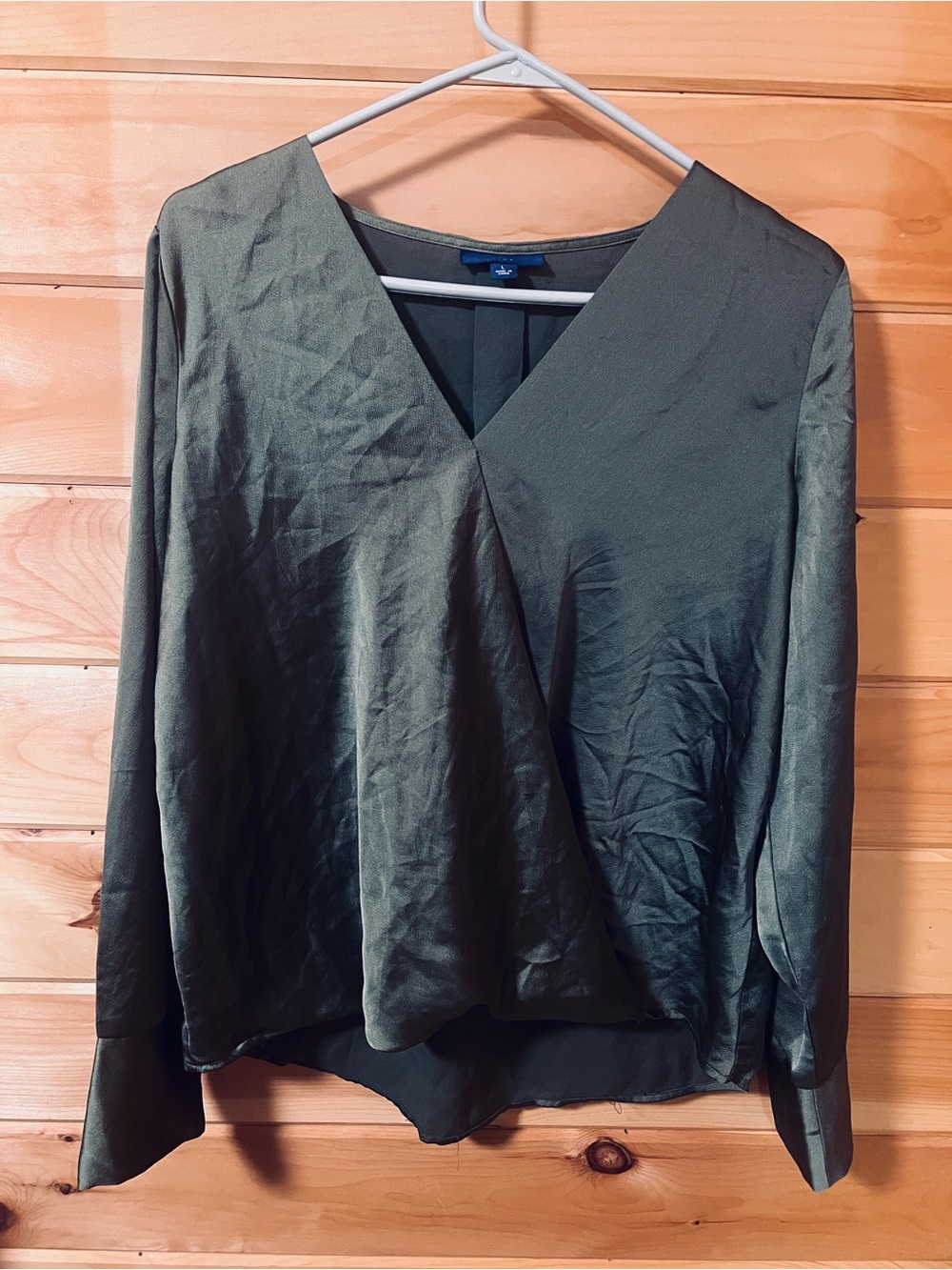 Apt. 9 Olive Green V-Neck Wrap Blouse